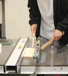 Student using shop equipment